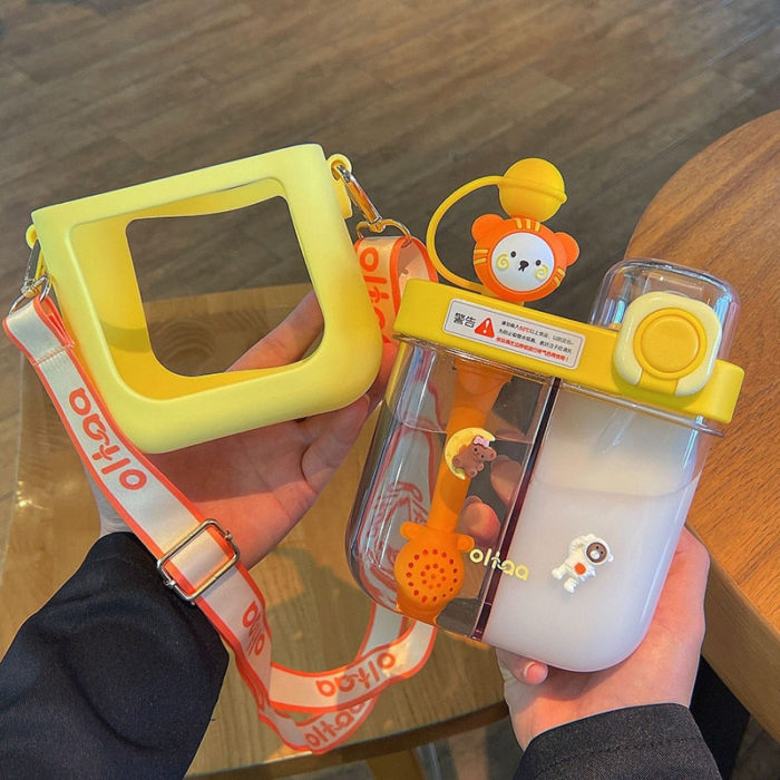 Leak-Proof Double Straw Cartoon Kids Water Bottle Aramarkt